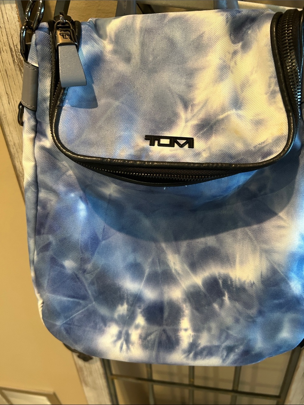 Tumi Blue and White Tie-Dye Convertible Backpack - Picture 7 of 12